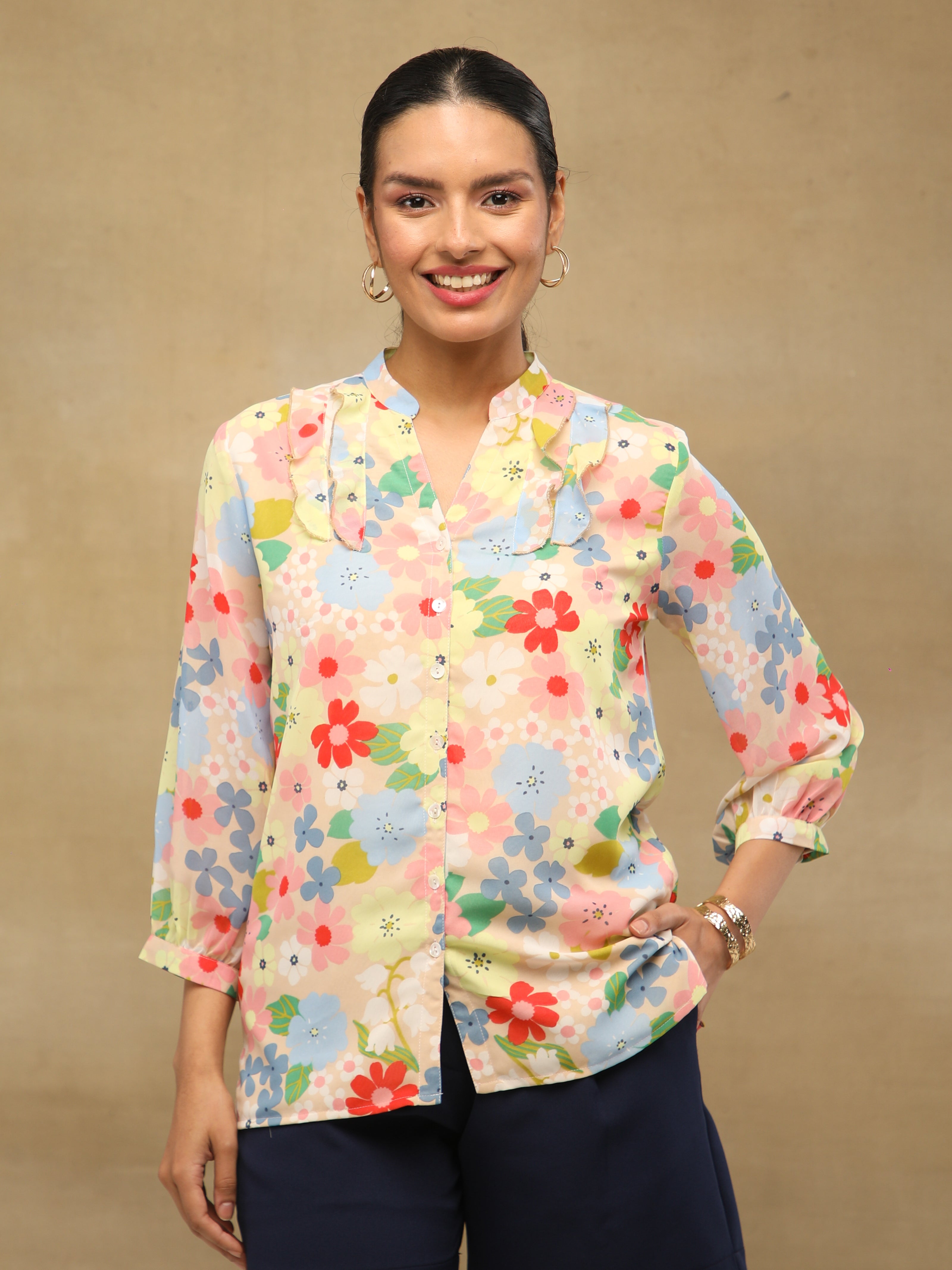 Pastel Front Frill Shirt