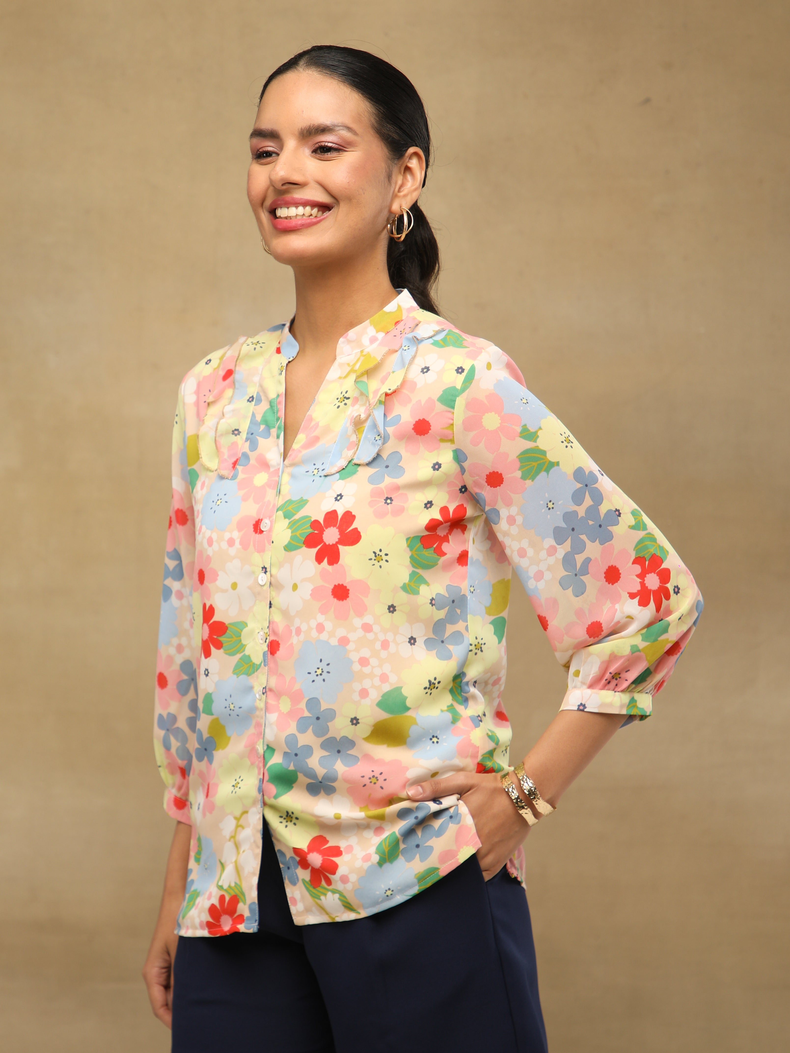 Pastel Front Frill Shirt