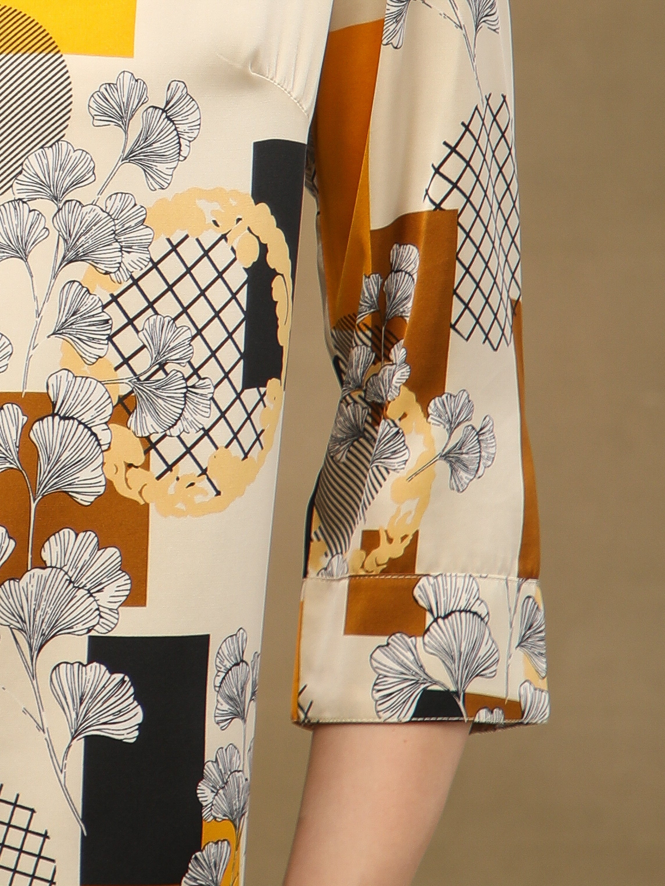 Tan Box Print Top