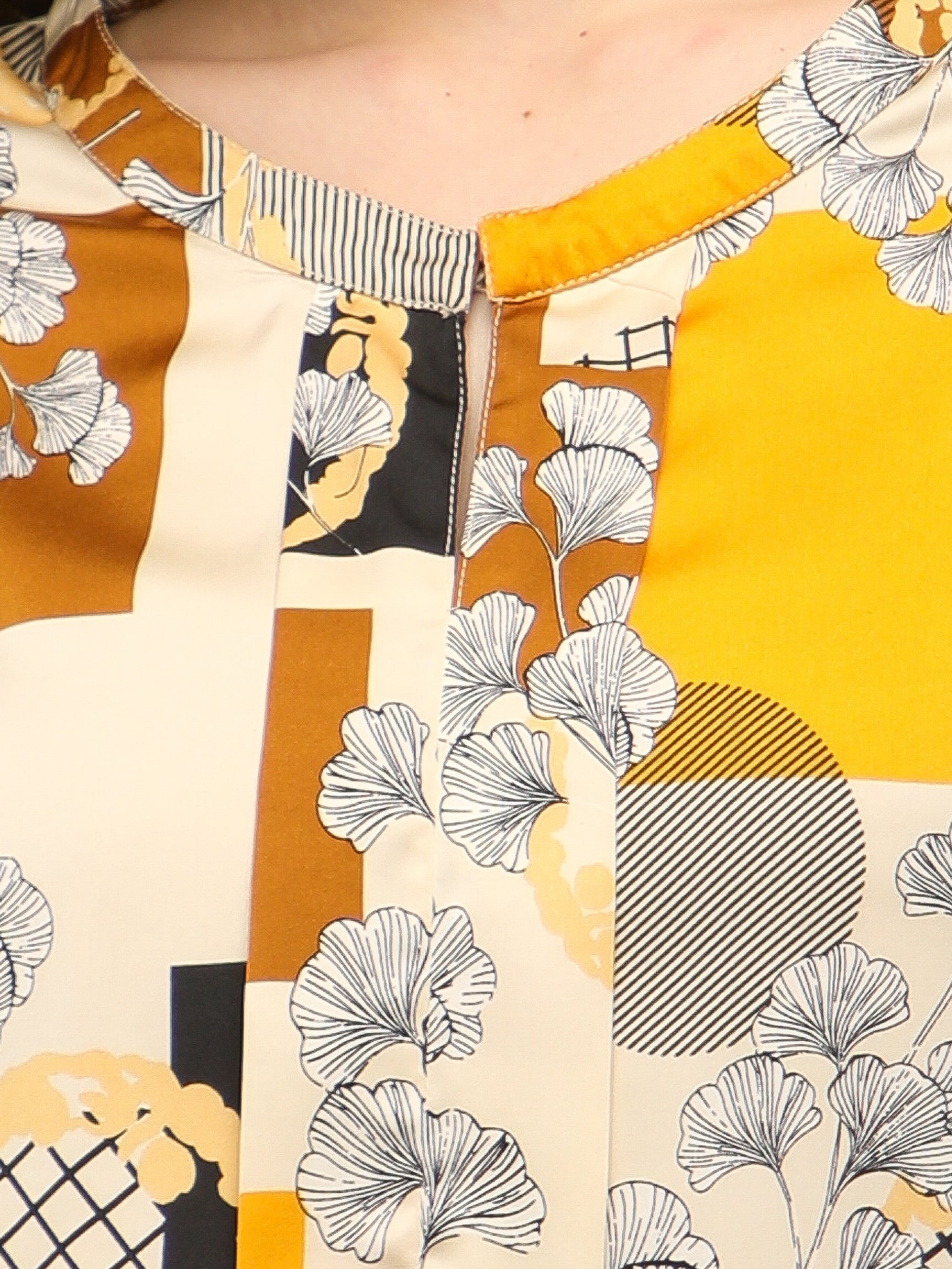 Tan Box Print Top