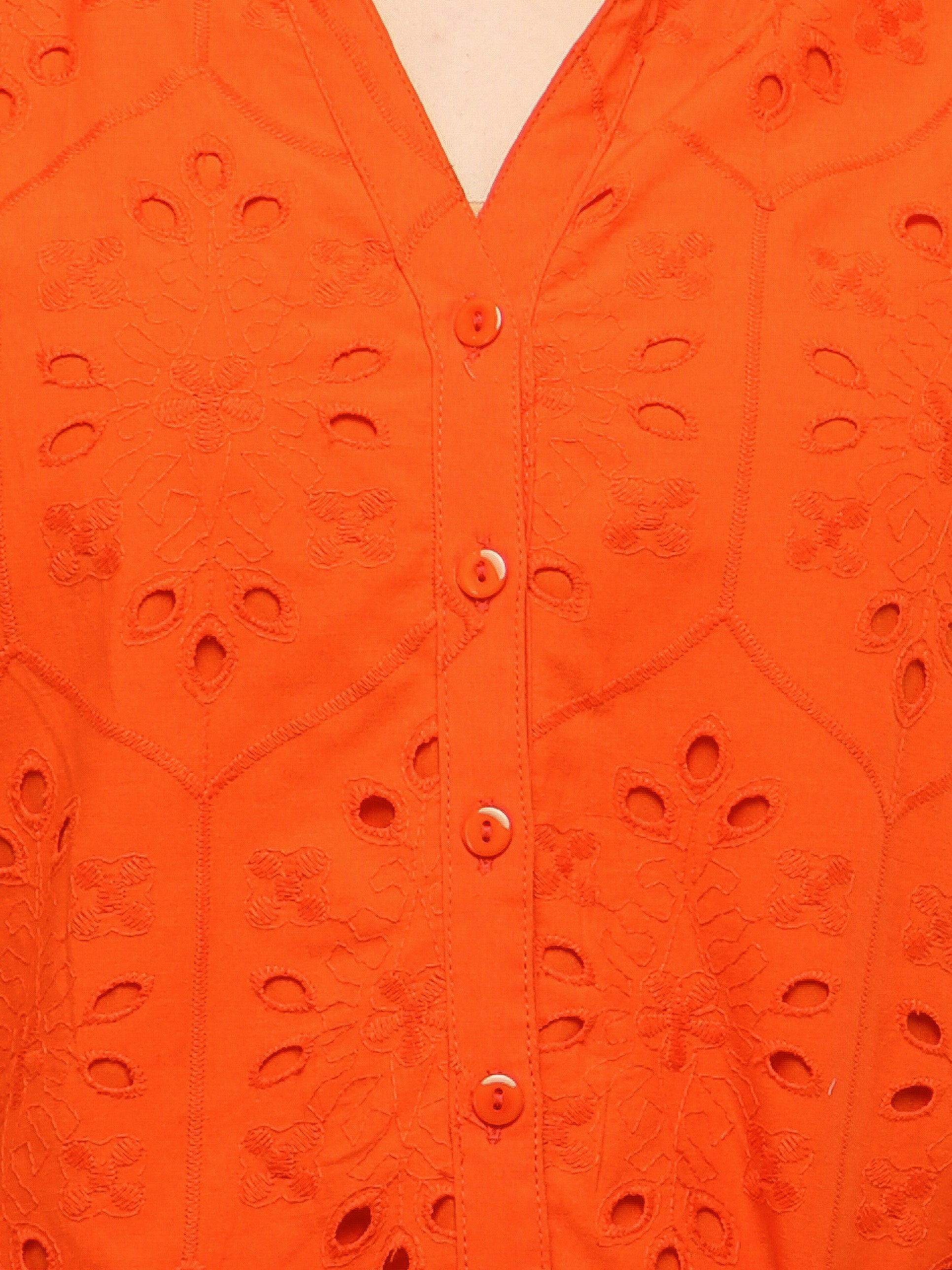 Orange Cotton Schiffli Shirt