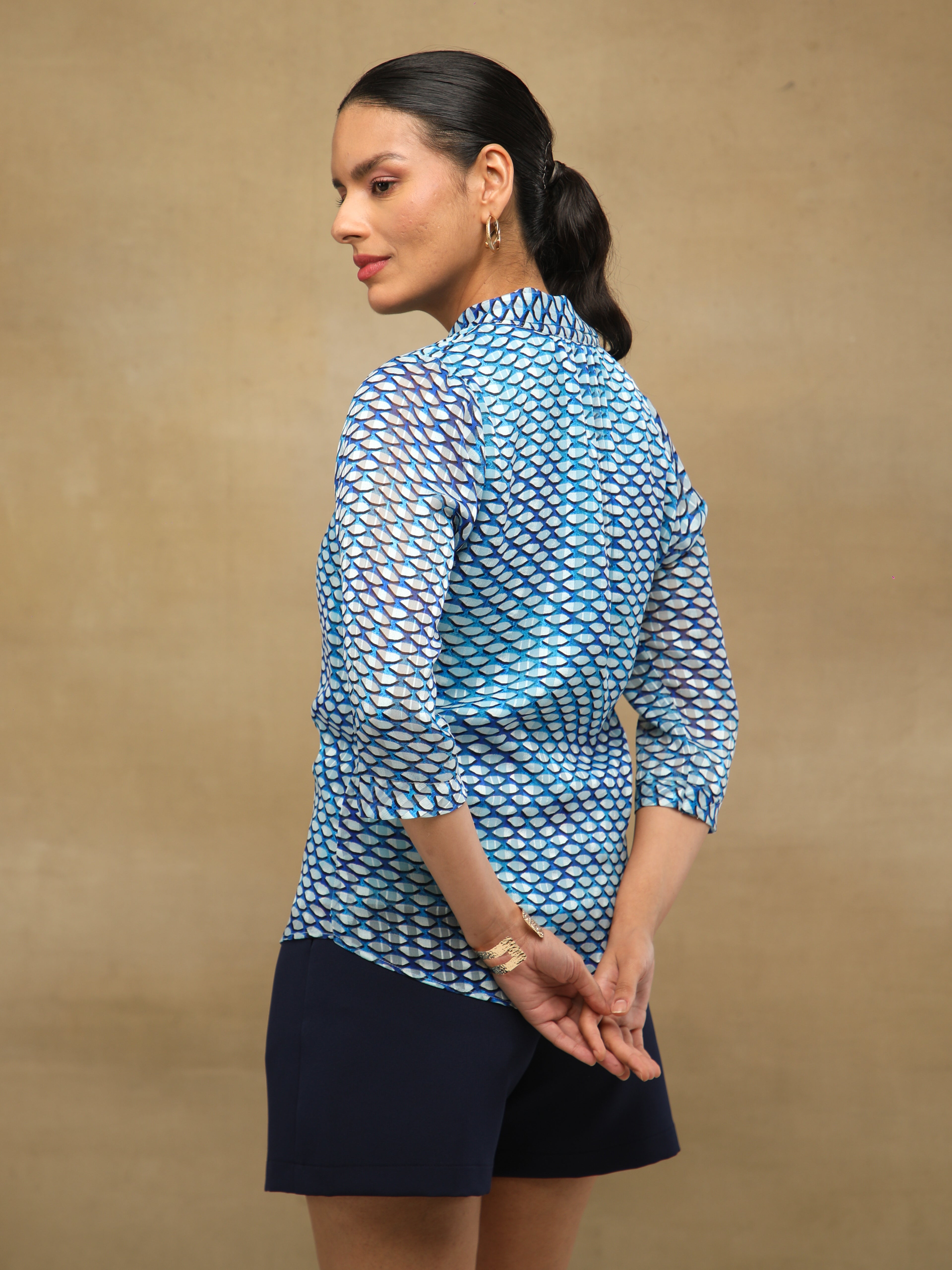 Azure Tie Neck Top
