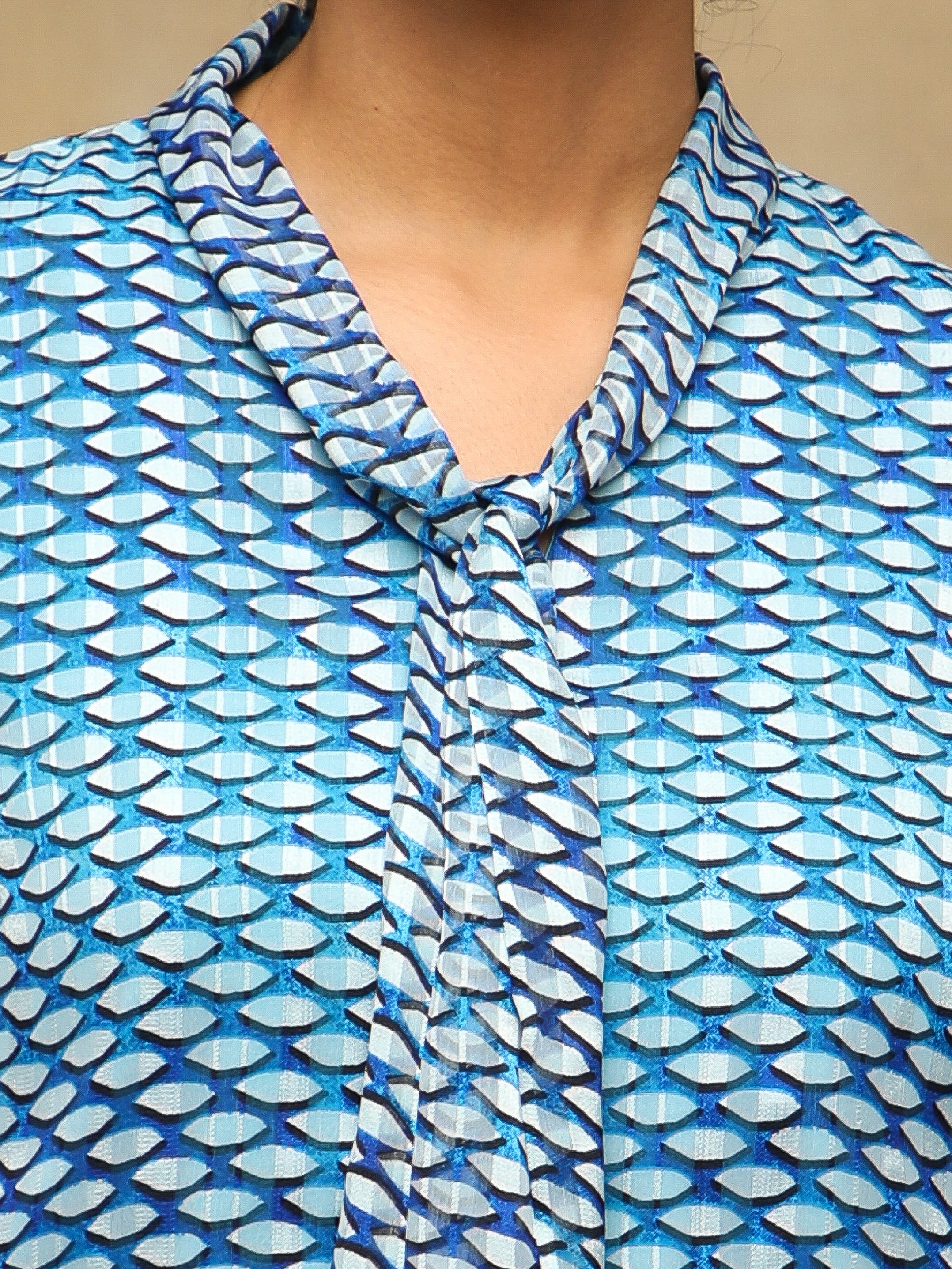 Azure Tie Neck Top