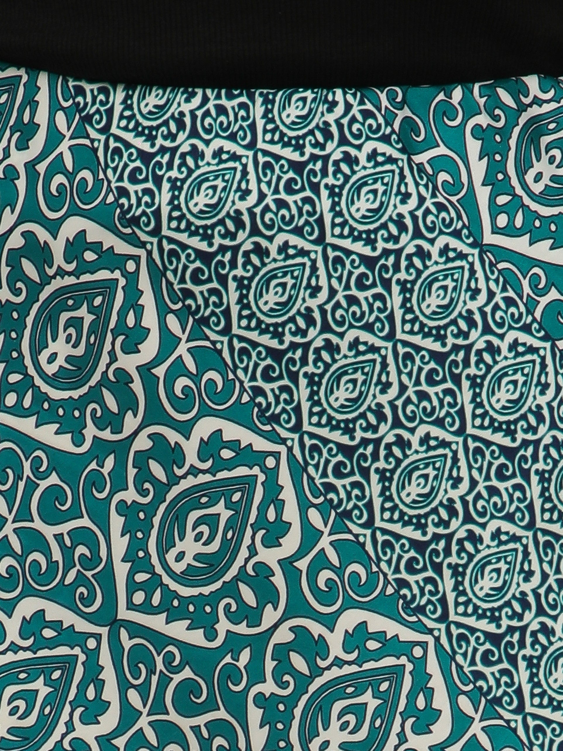 Teal Paisley Satin Skirt