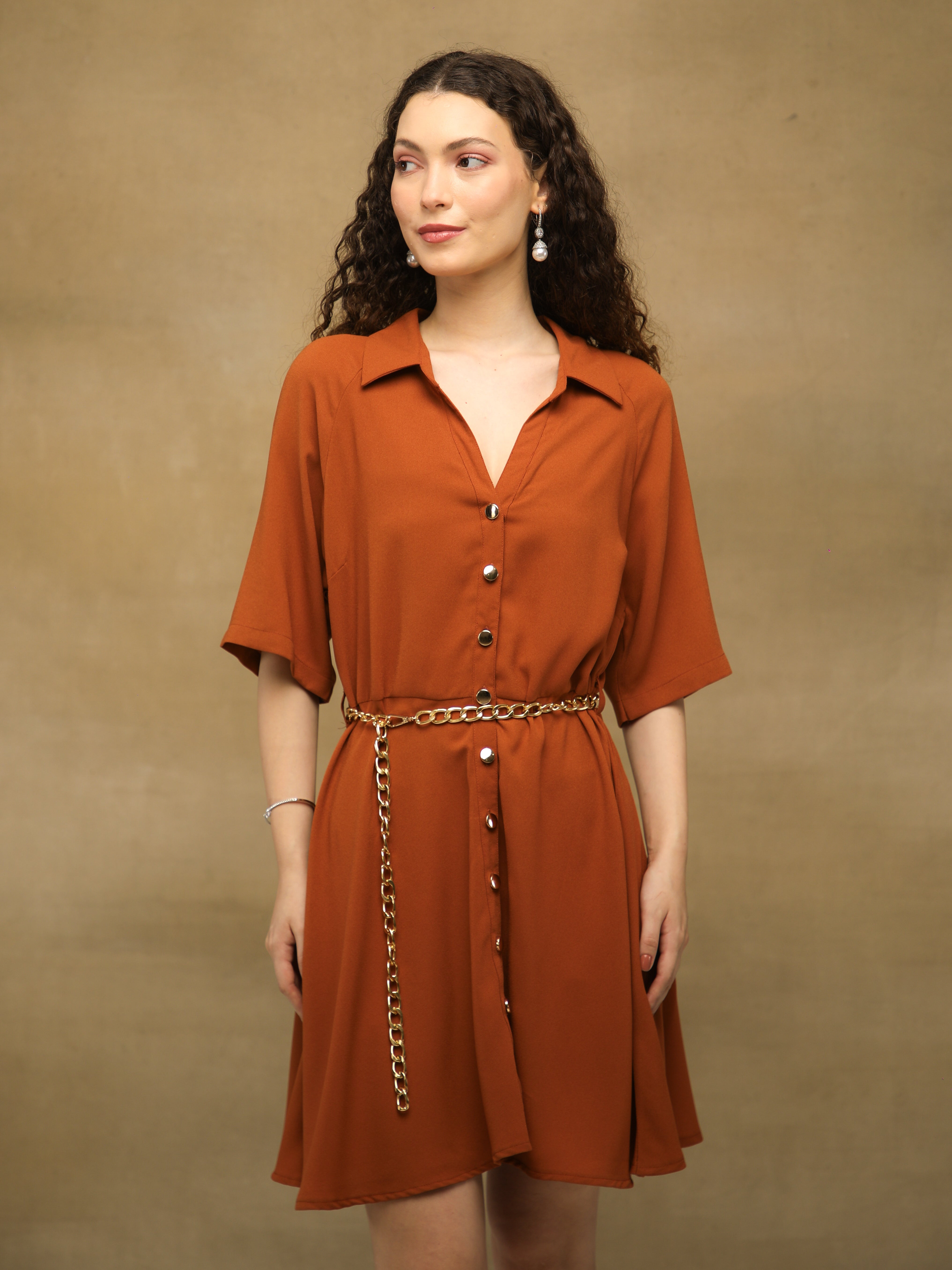 Rust Shirt Dress