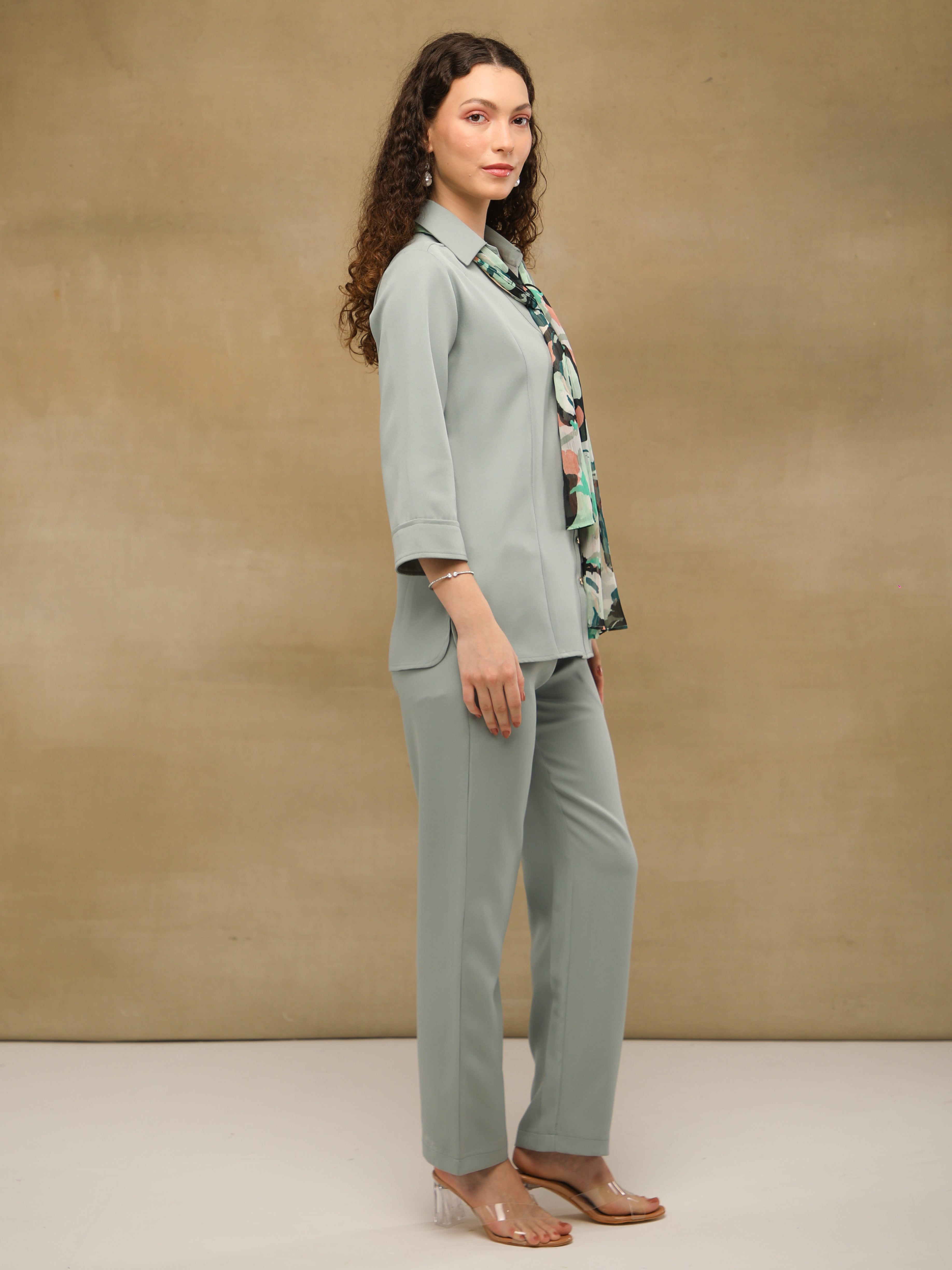 Teal Printed Scarf Co-ord Set