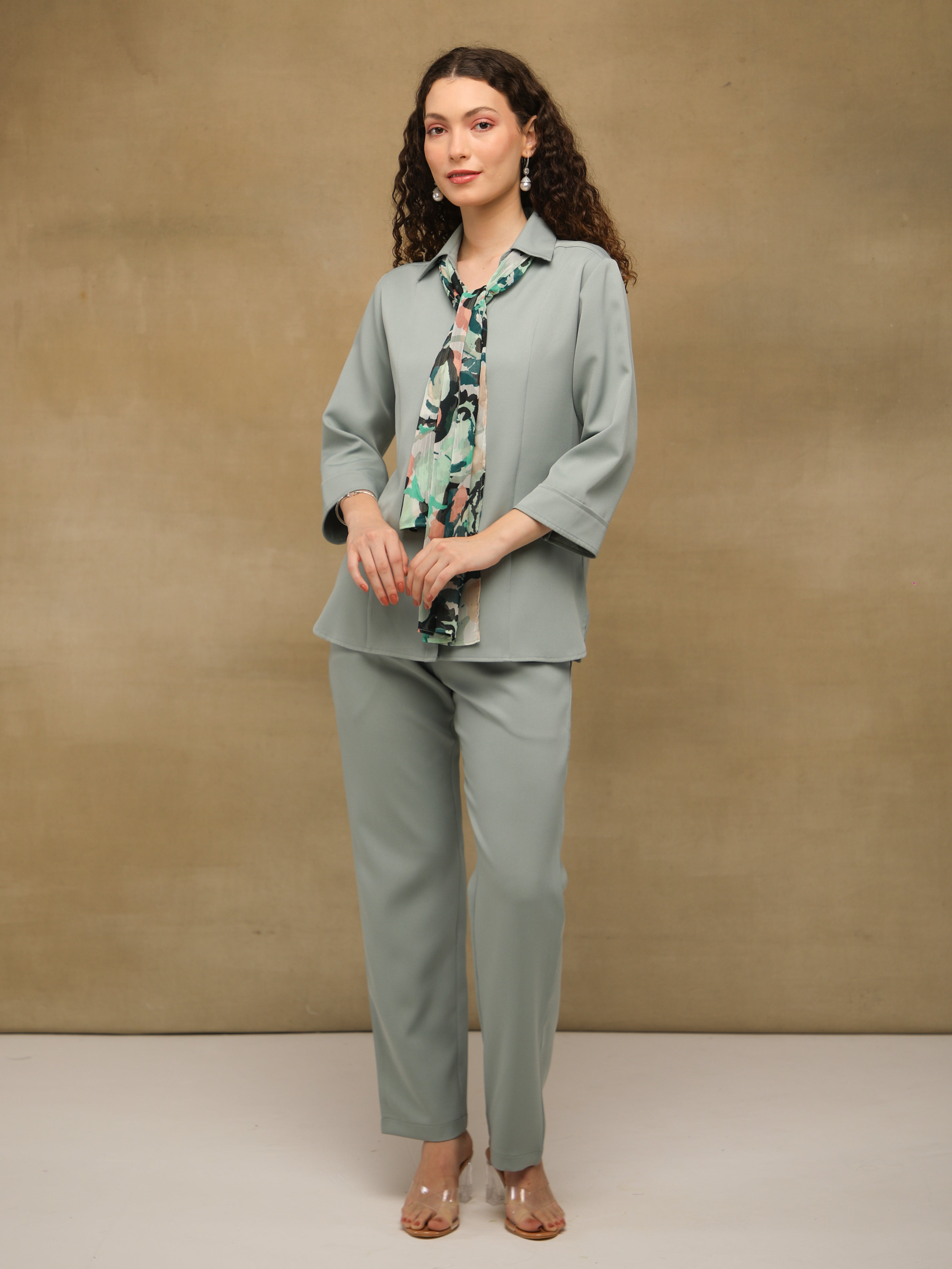 Teal Printed Scarf Co-ord Set