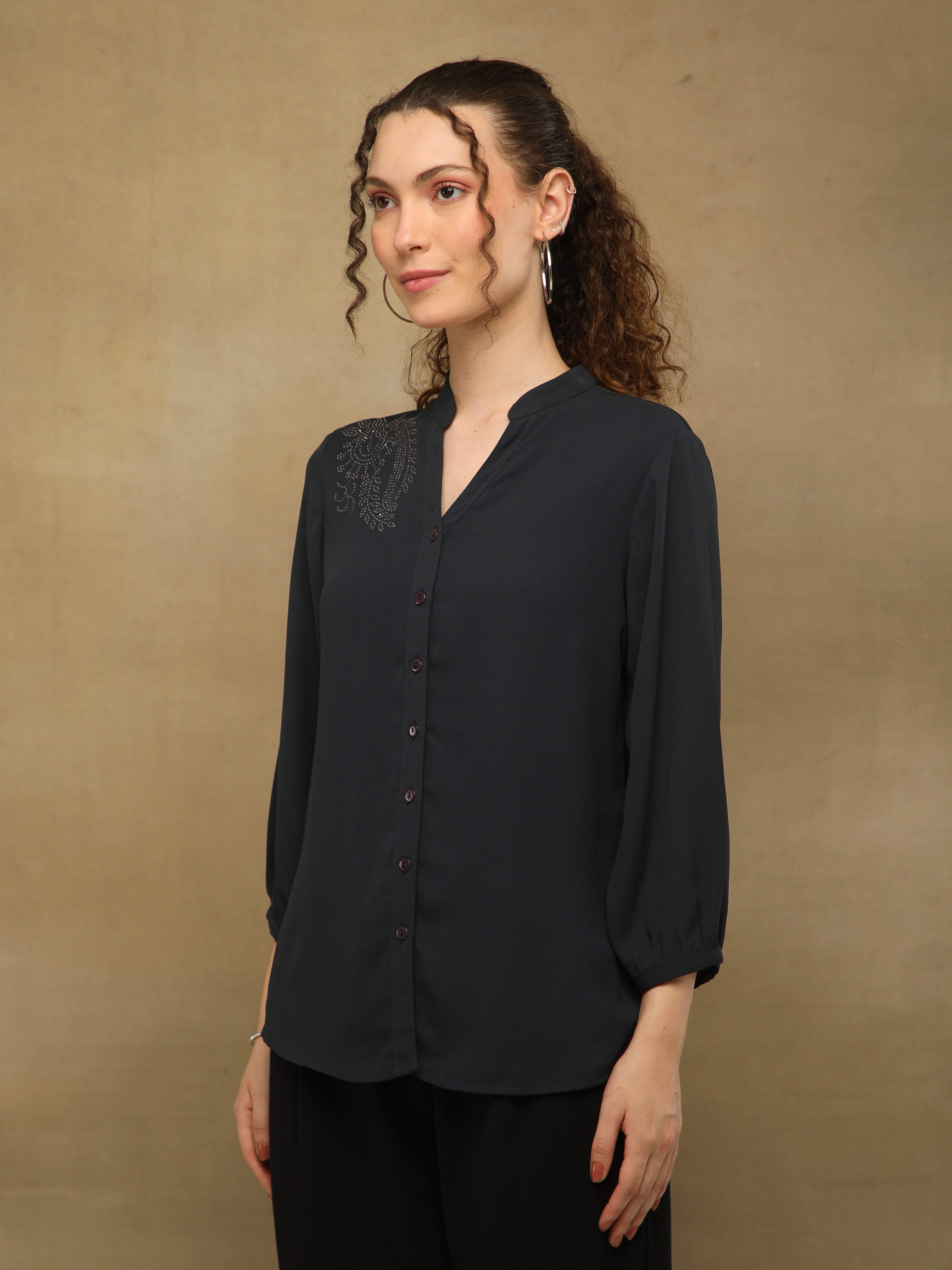 Dark Grey Swarovski Shirt