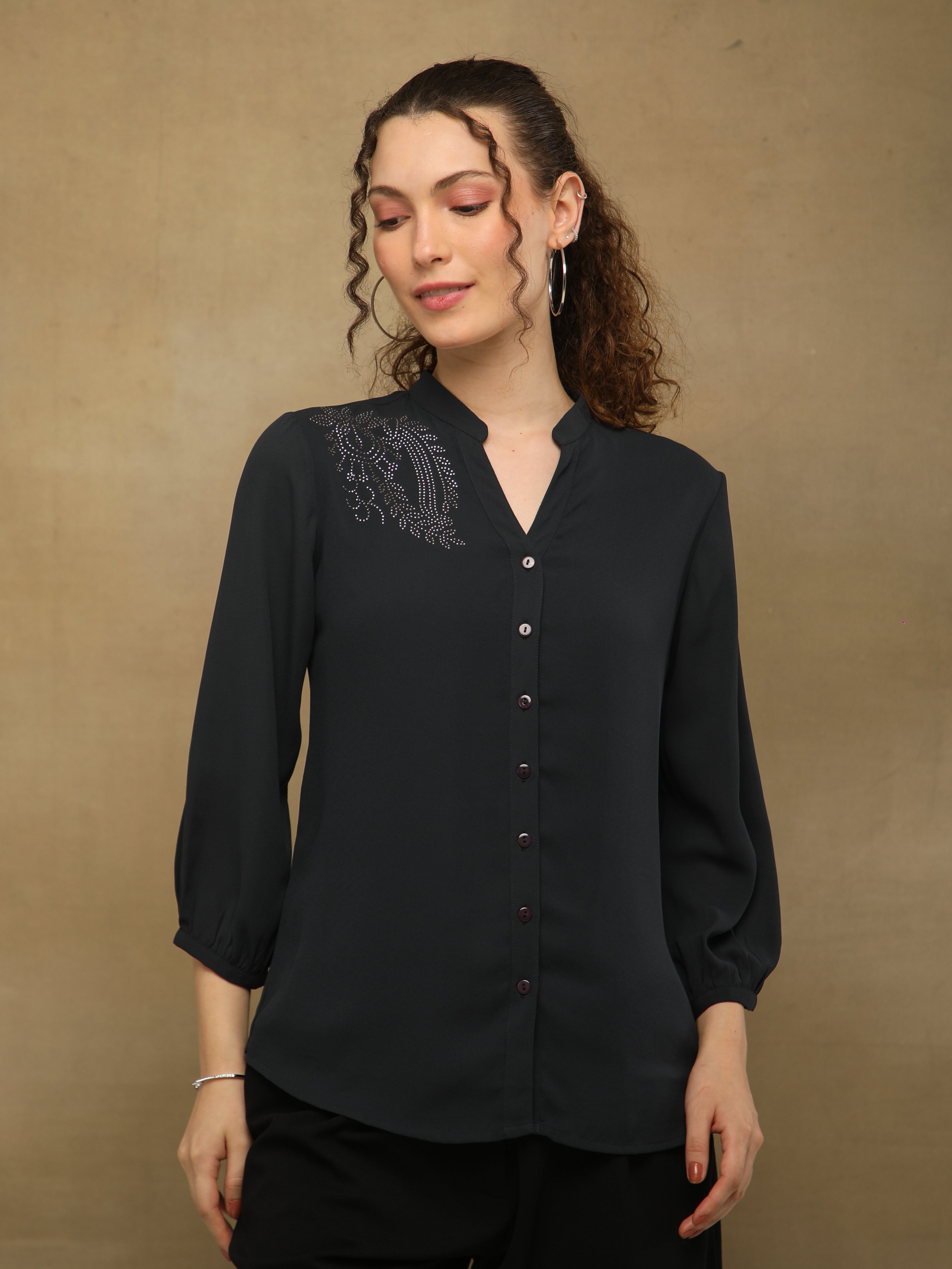 Dark Grey Swarovski Shirt