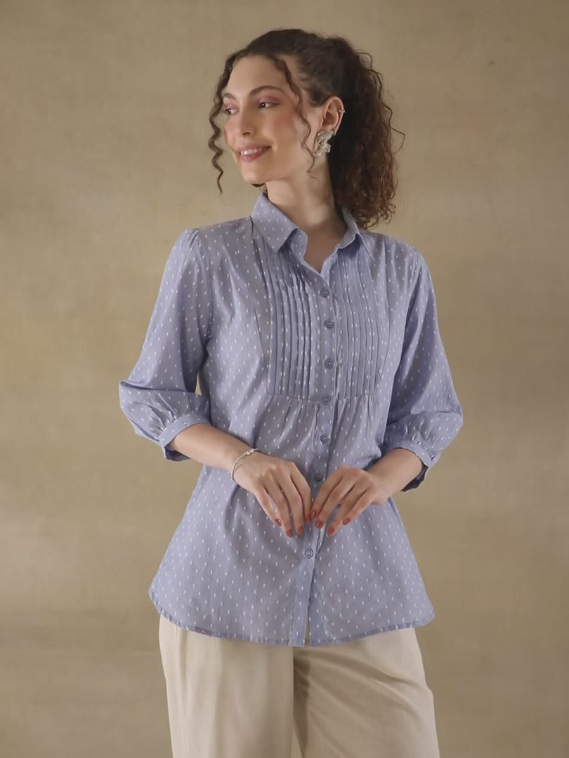 Powder Blue Pintuck Shirt