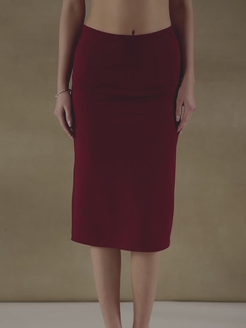 Maroon Midi Skirt