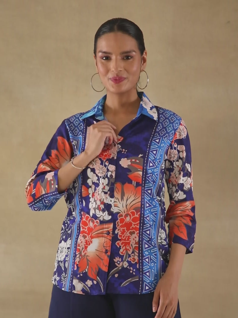 Blue Panel Printed Shirt