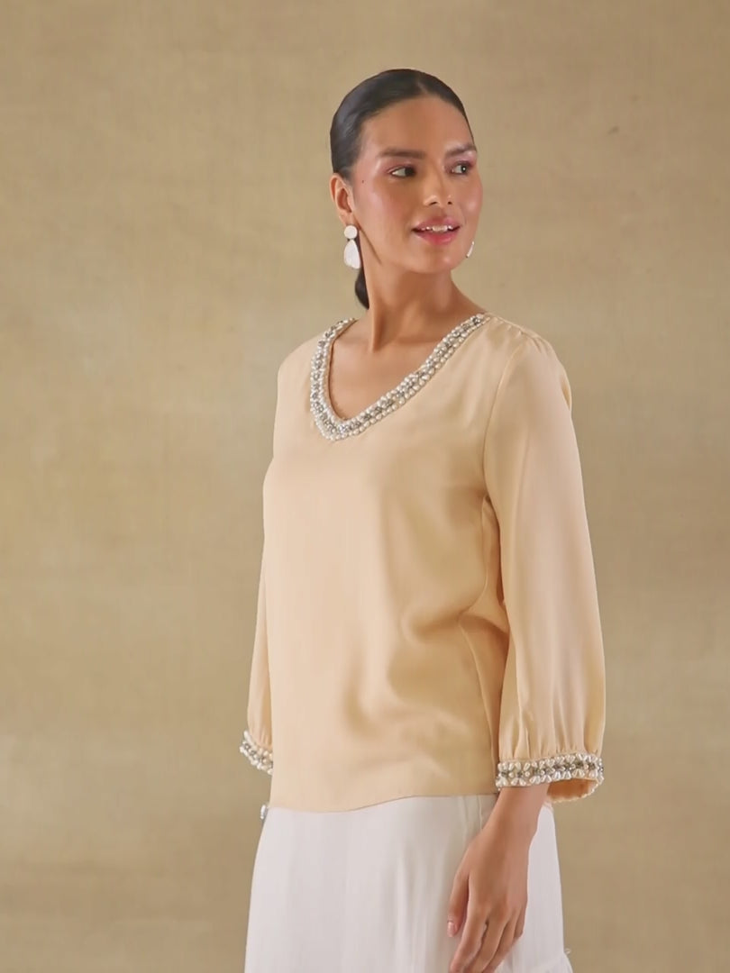 Champagne Embellished Blouse