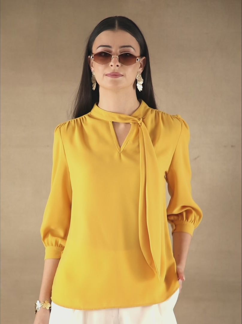 Yellow Tie Neck Top