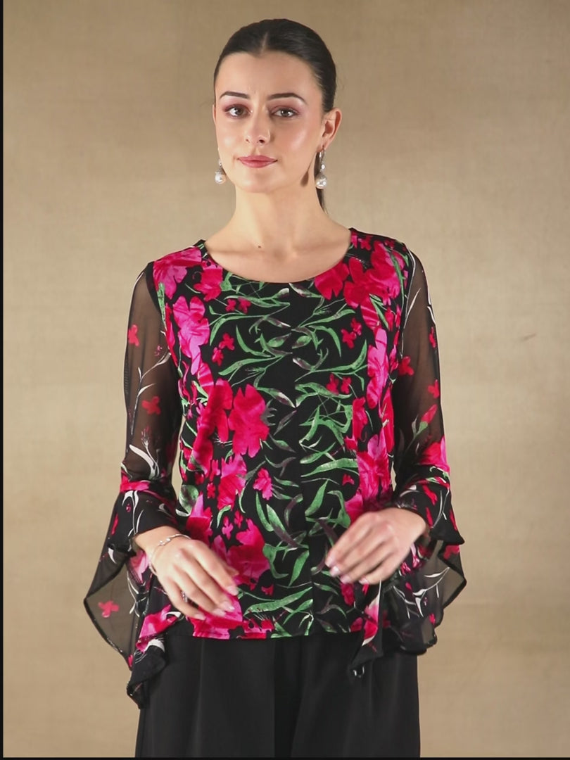 Fuchsia Bell Sleeve Top