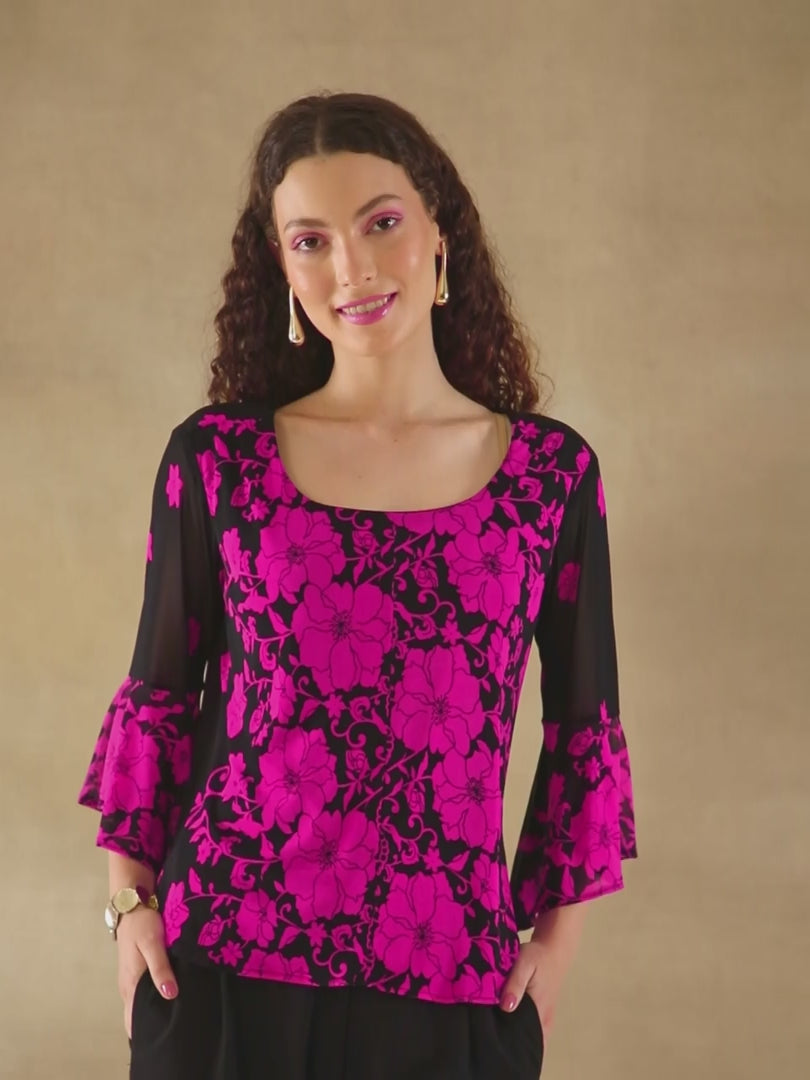 Noir Fuchsia Floral Top