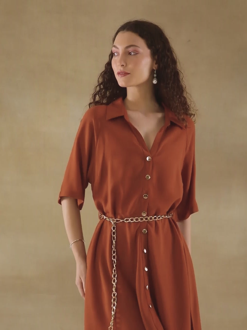 Rust Shirt Dress