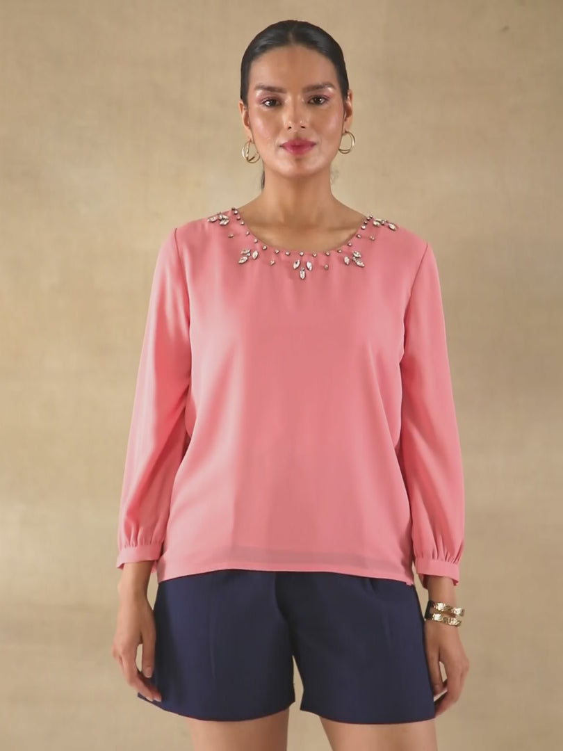 Crystal Curve Dusty Pink Top