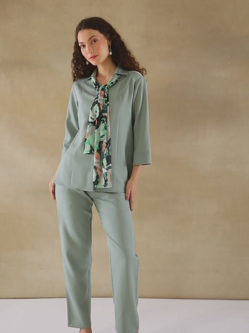 Teal Printed Scarf Co-ord Set