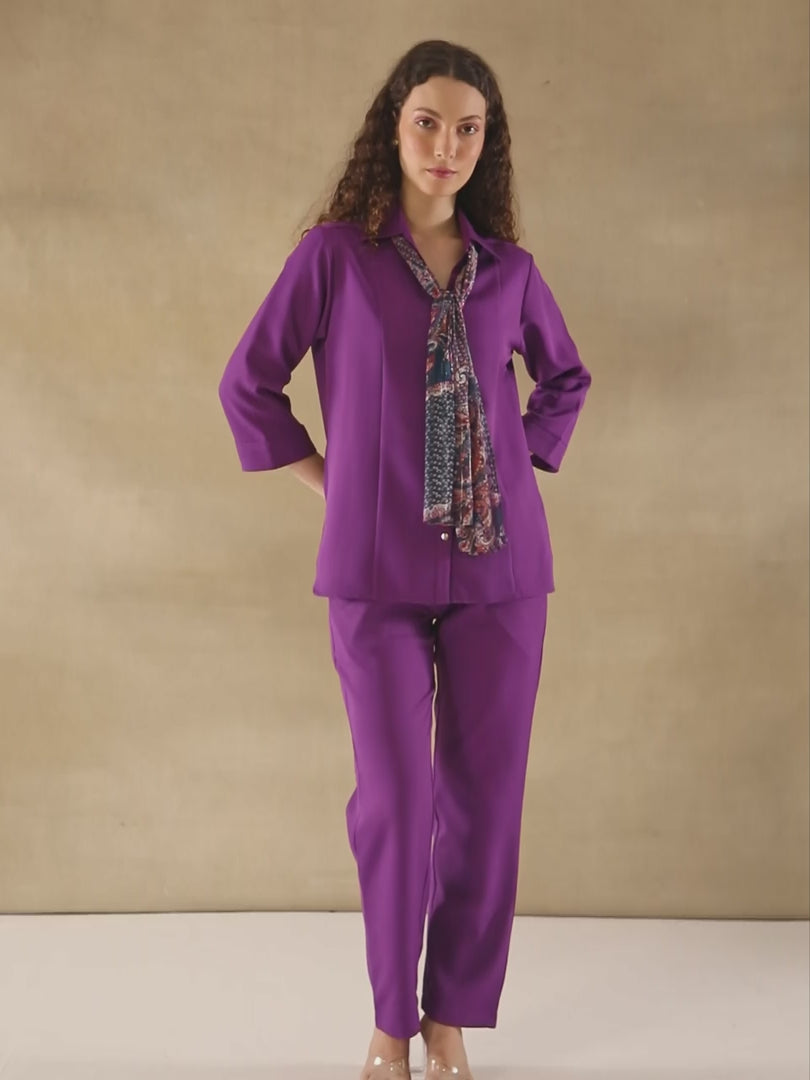 Purple Printed Scarf Co-ord Set