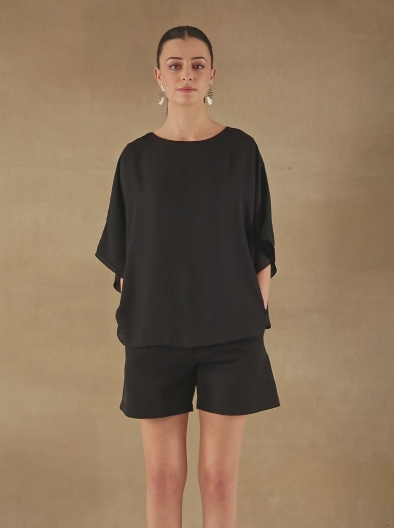 Black Poncho Top