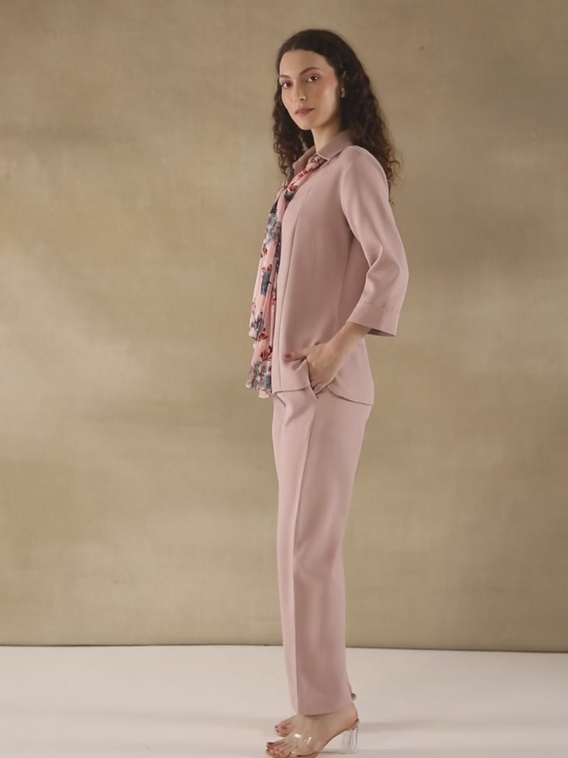 Dusty Pink Printed Scarf Co-ord Set