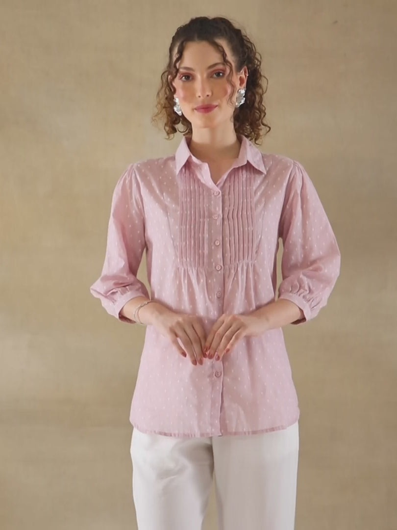 Powder Pink Pintuck Shirt