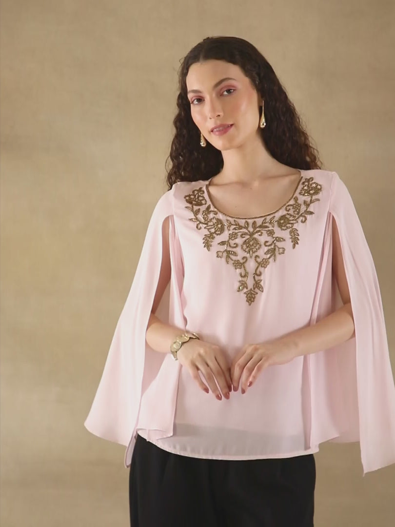 Blush Drape Embroidered Top