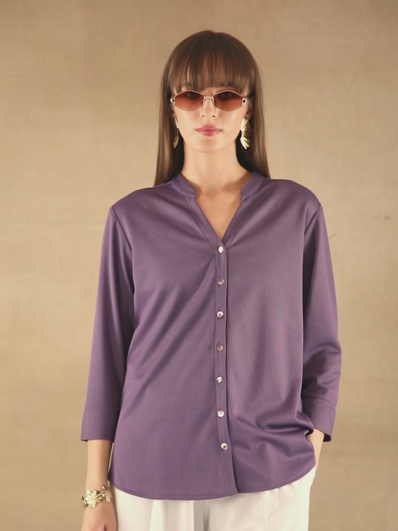 Lilac Self Stripe Shirt