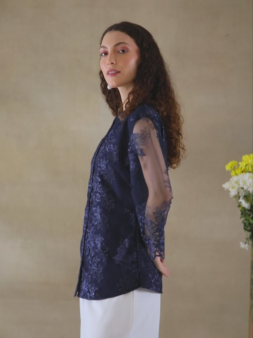 Nocturne Embroidered Sheer Shirt