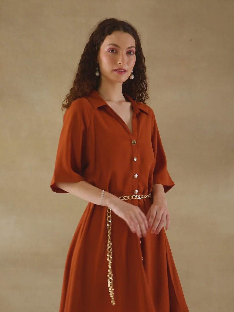 Rust Shirt Dress
