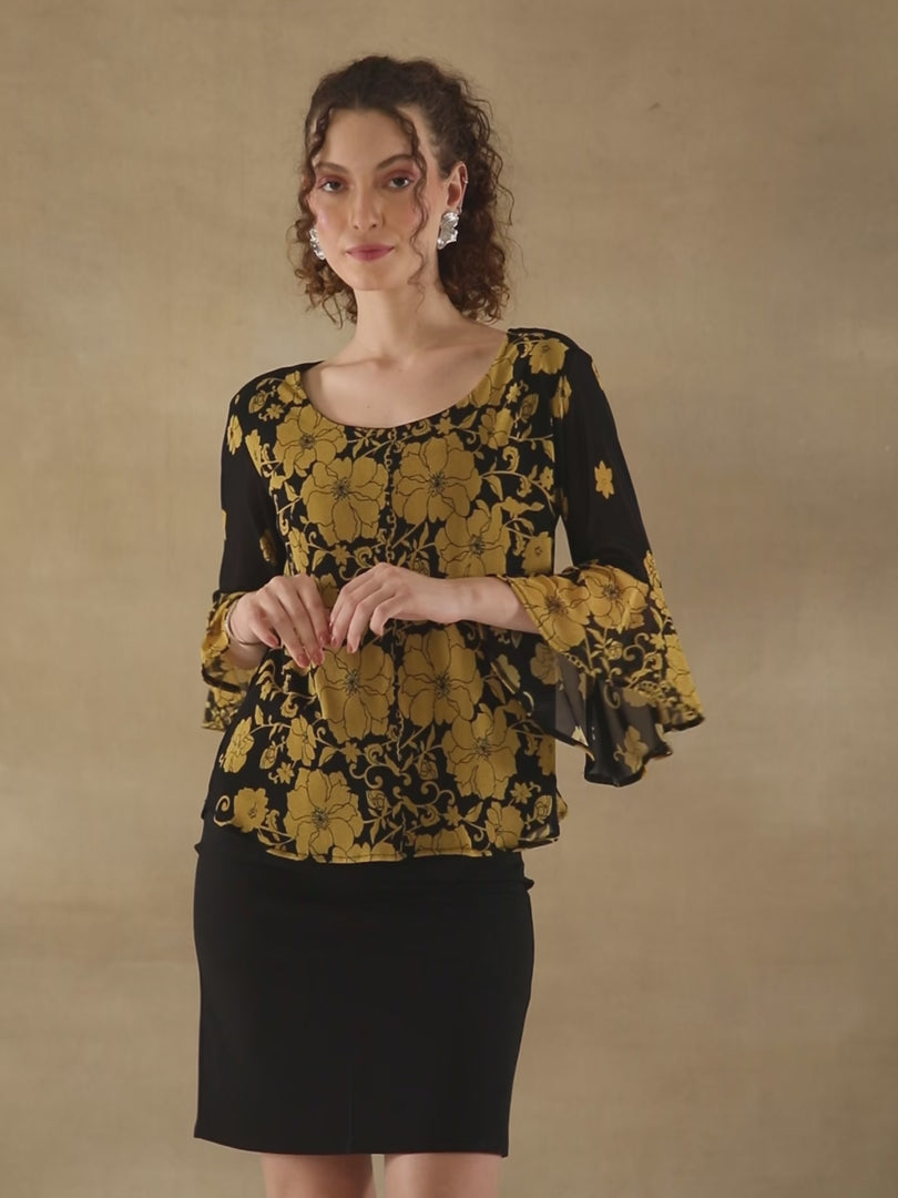 Noir Gold Floral Top