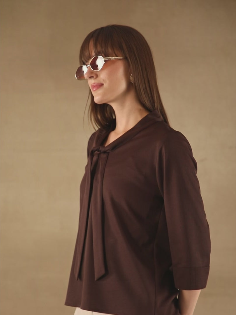 Front Tie Brown Top