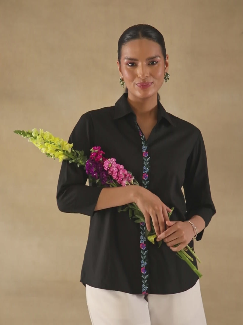 Coal Front-Back Embroidered Yoke Shirt
