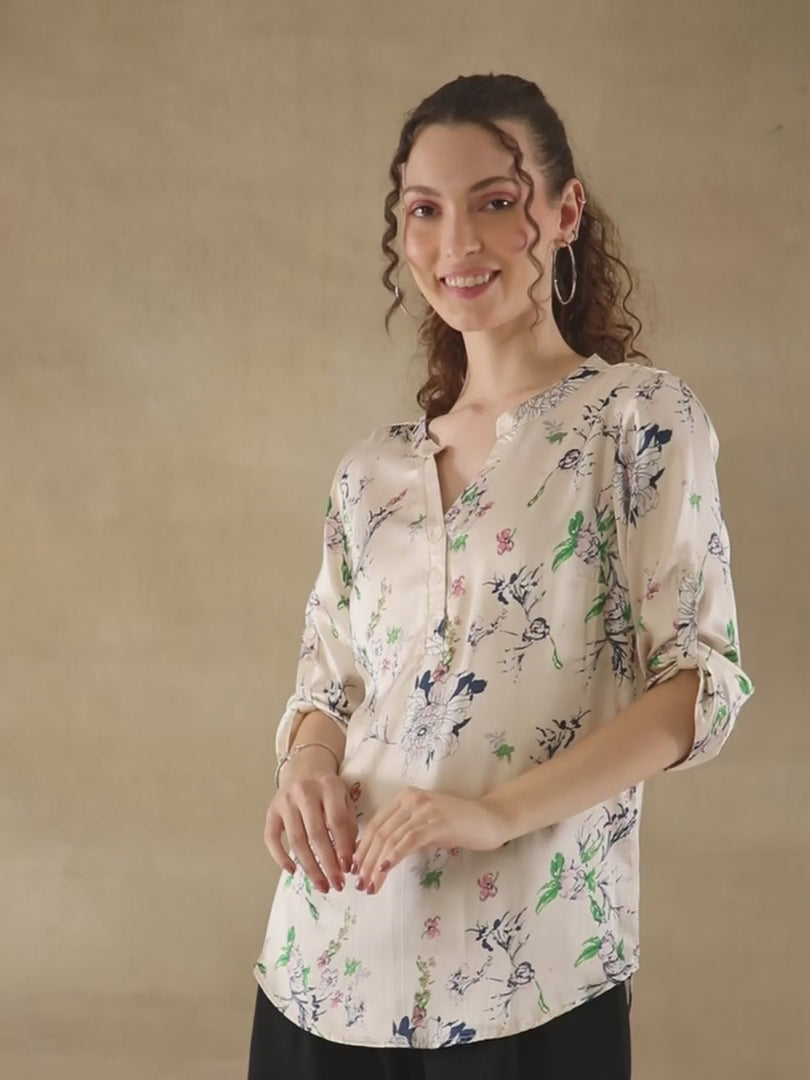 Ivory Garden Satin Top