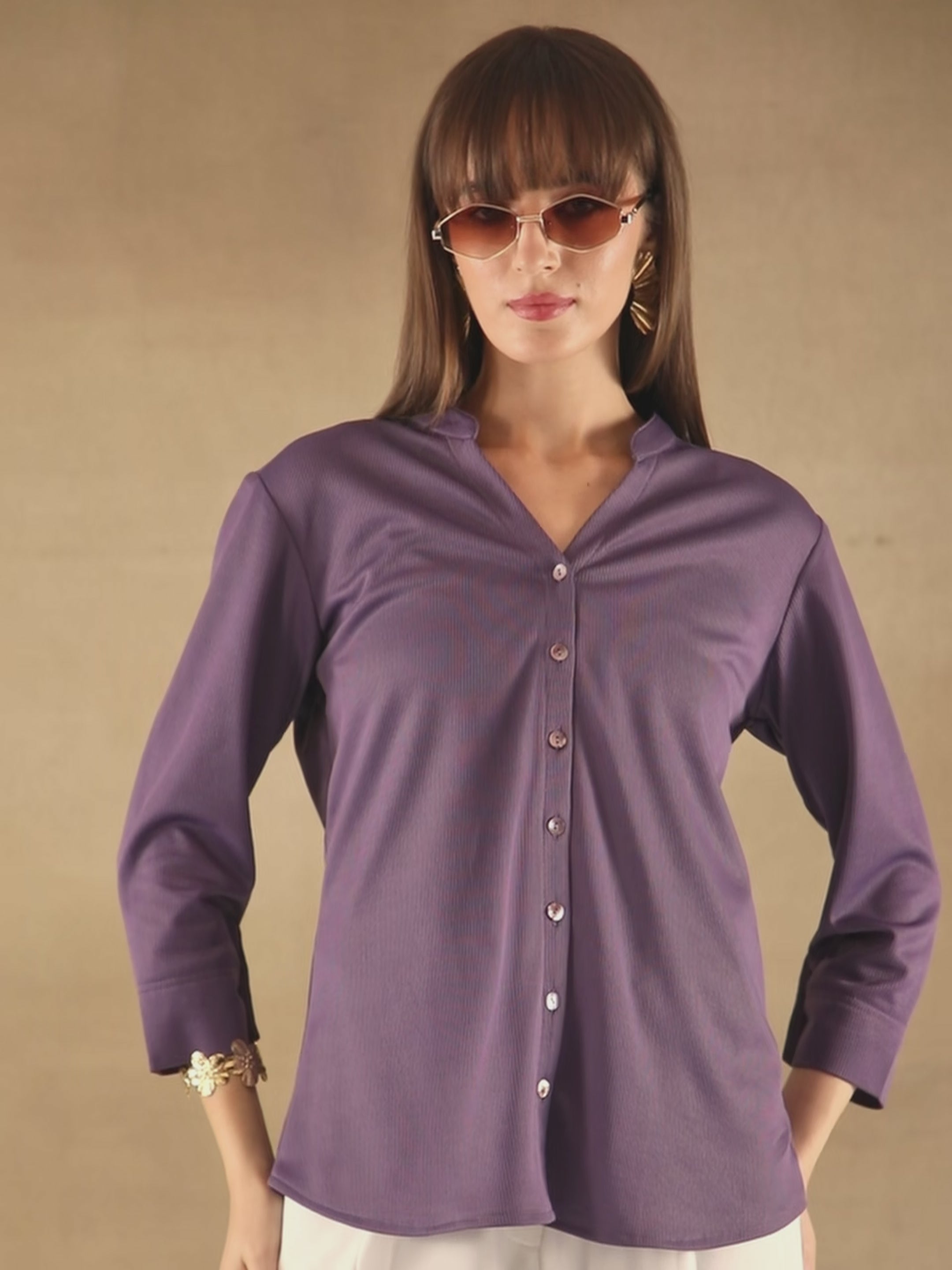 Lilac Self Stripe Shirt