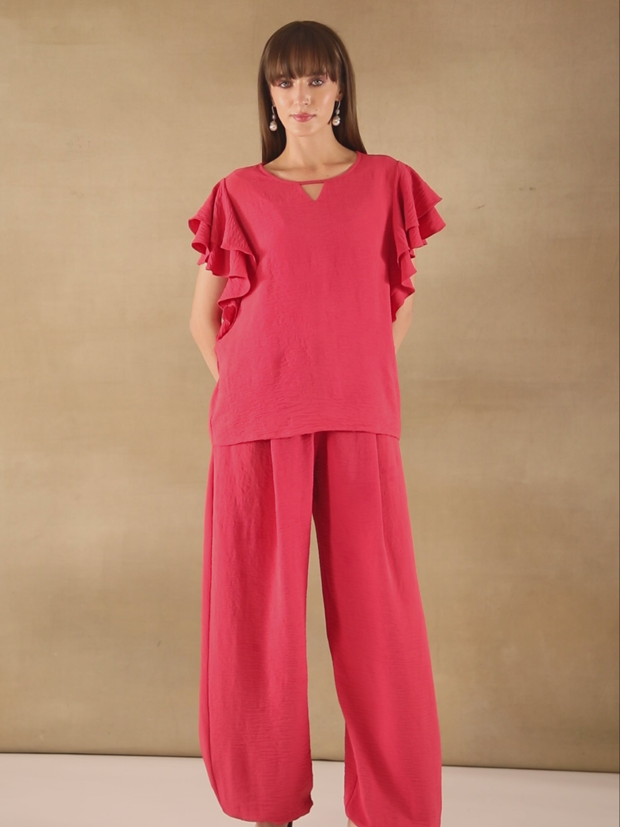Coral Pleated Balloon Pants