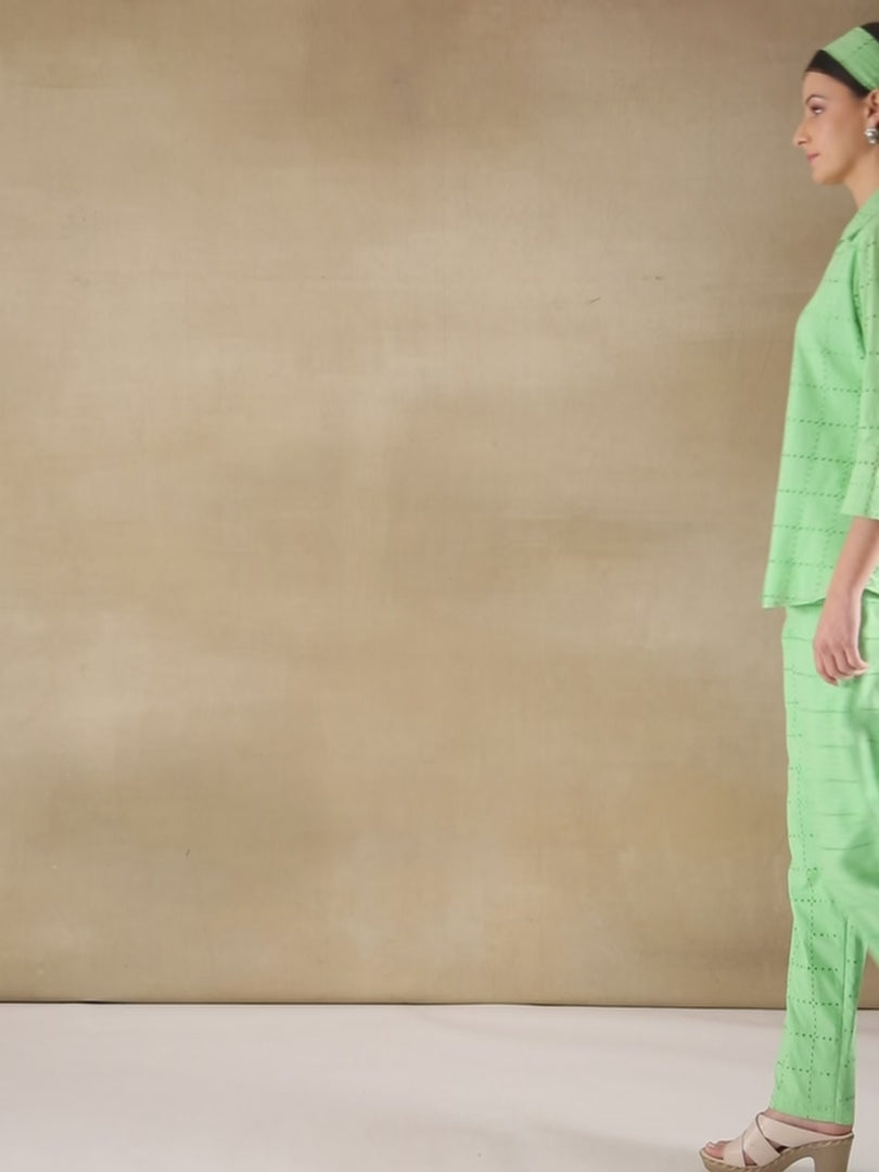 Apple Green Schiffli Co-ord Set