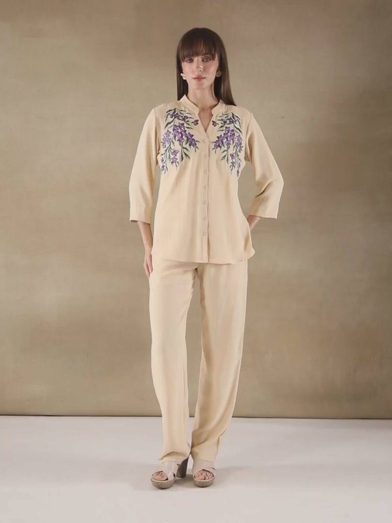 Beige Blossom Co-ord Set