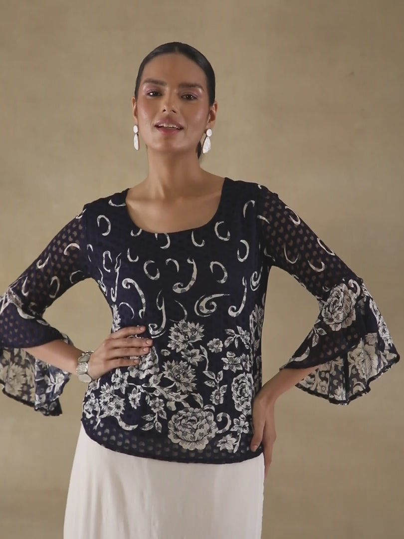 Navy Ivory Top