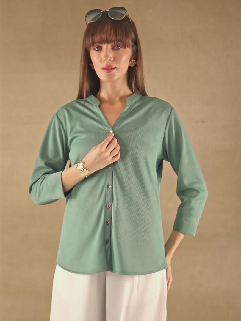 Mint Self Stripe Shirt