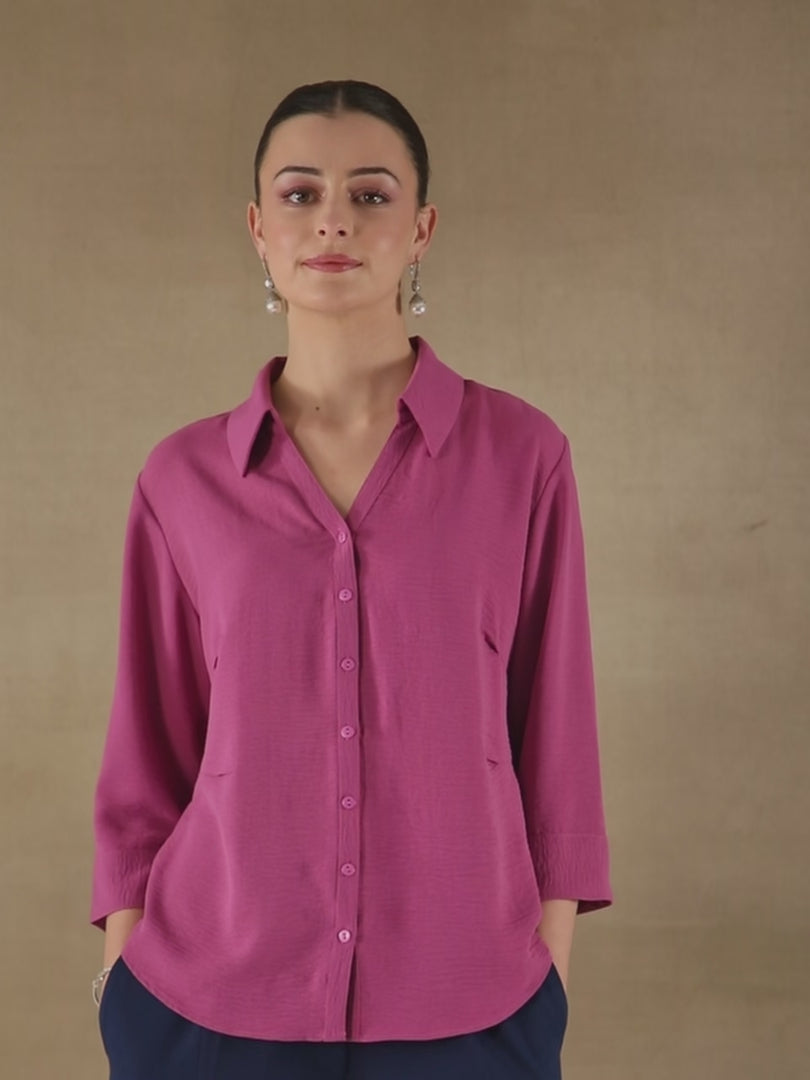 Tailored Dart Berry Pink Shirt