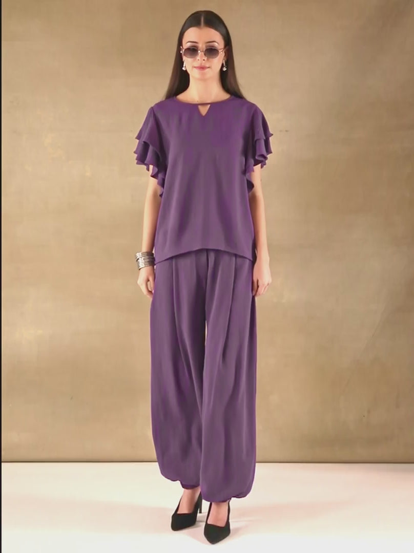 Flutter Sleeve Purple Co-ord Set