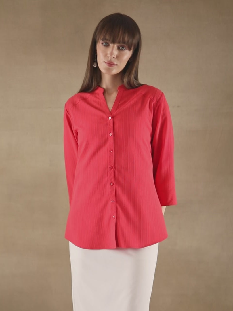 Textured Stripe Red Shirt