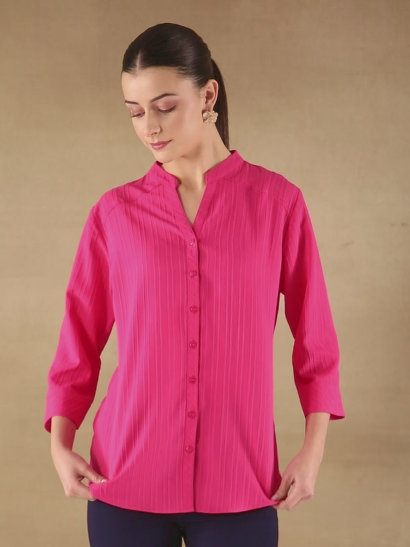 Textured Stripe Pink Shirt