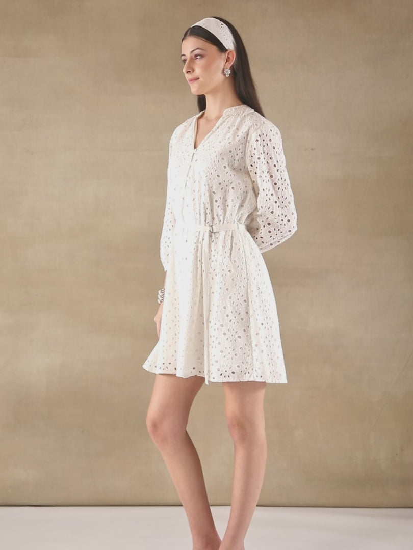White Schiffli Dress