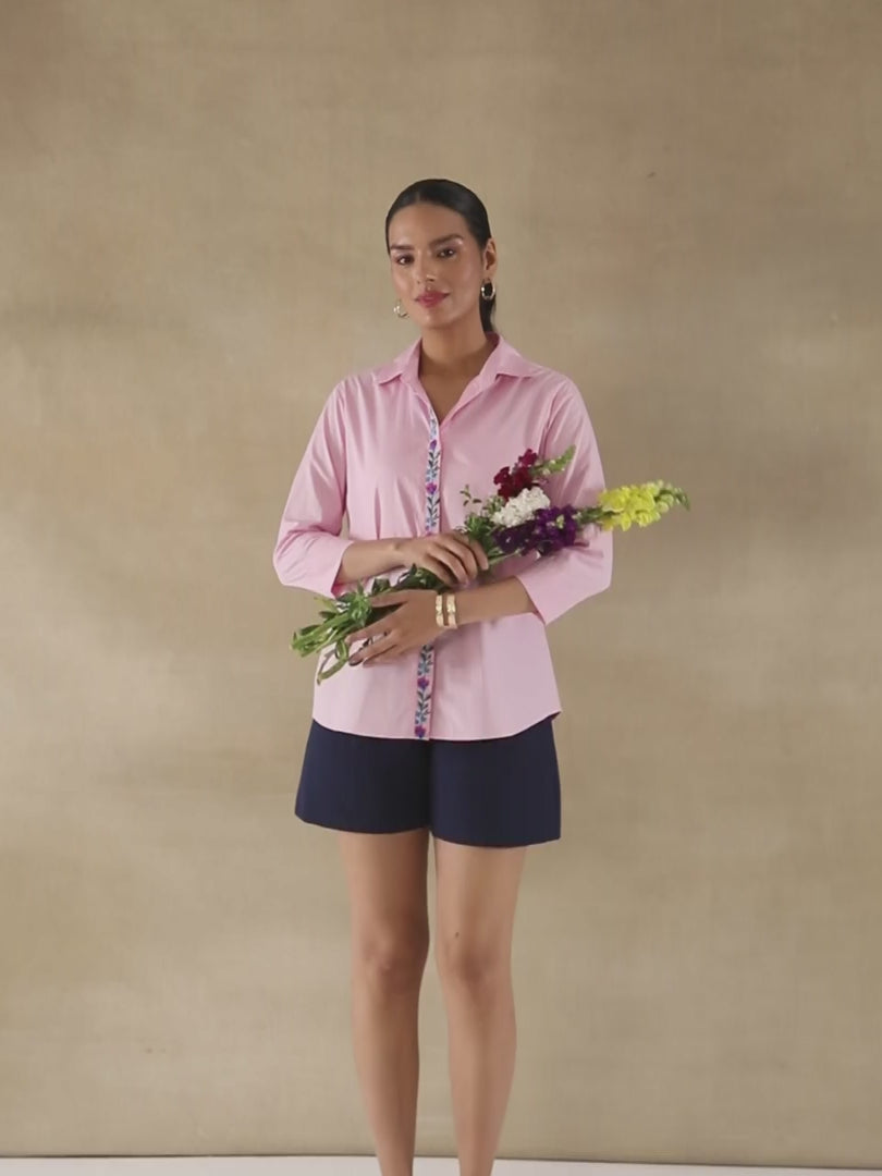 Blush Front-Back Embroidered Yoke Shirt