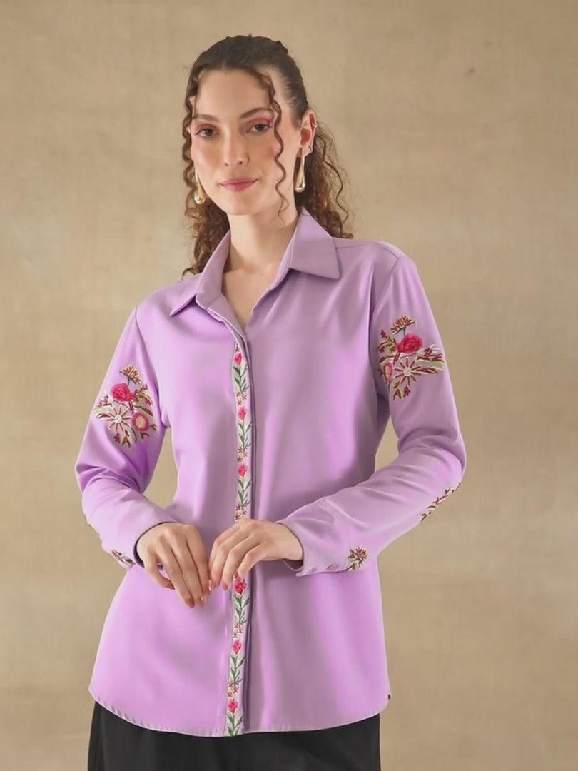 Lilac Multi Embroidered Shirt