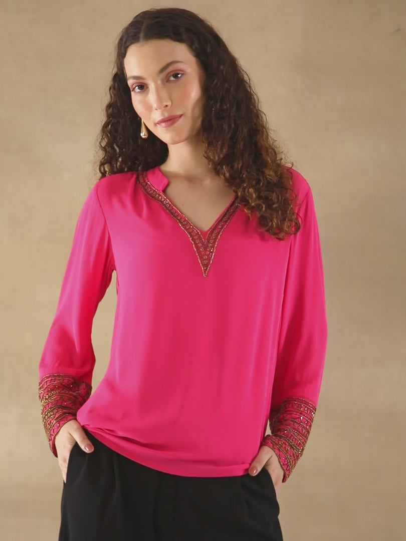Rosette Embellished Top