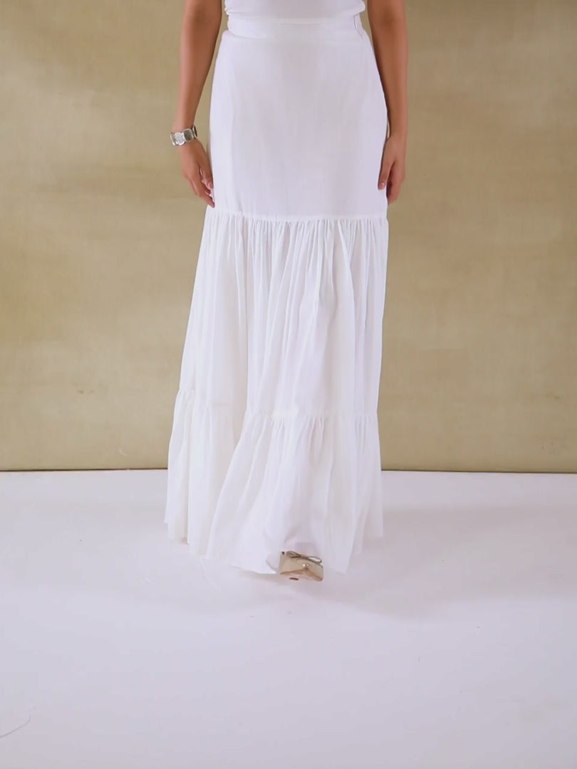 Navy Tiered Maxi Skirt